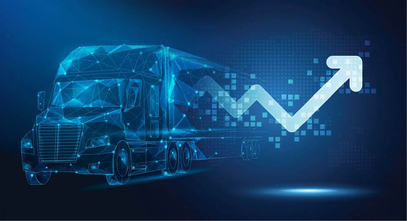 freight truck with data arrow showing growth