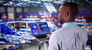 Person looking at data related to shipping