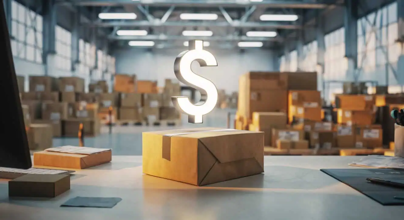 Parcel box showing dollar sign value