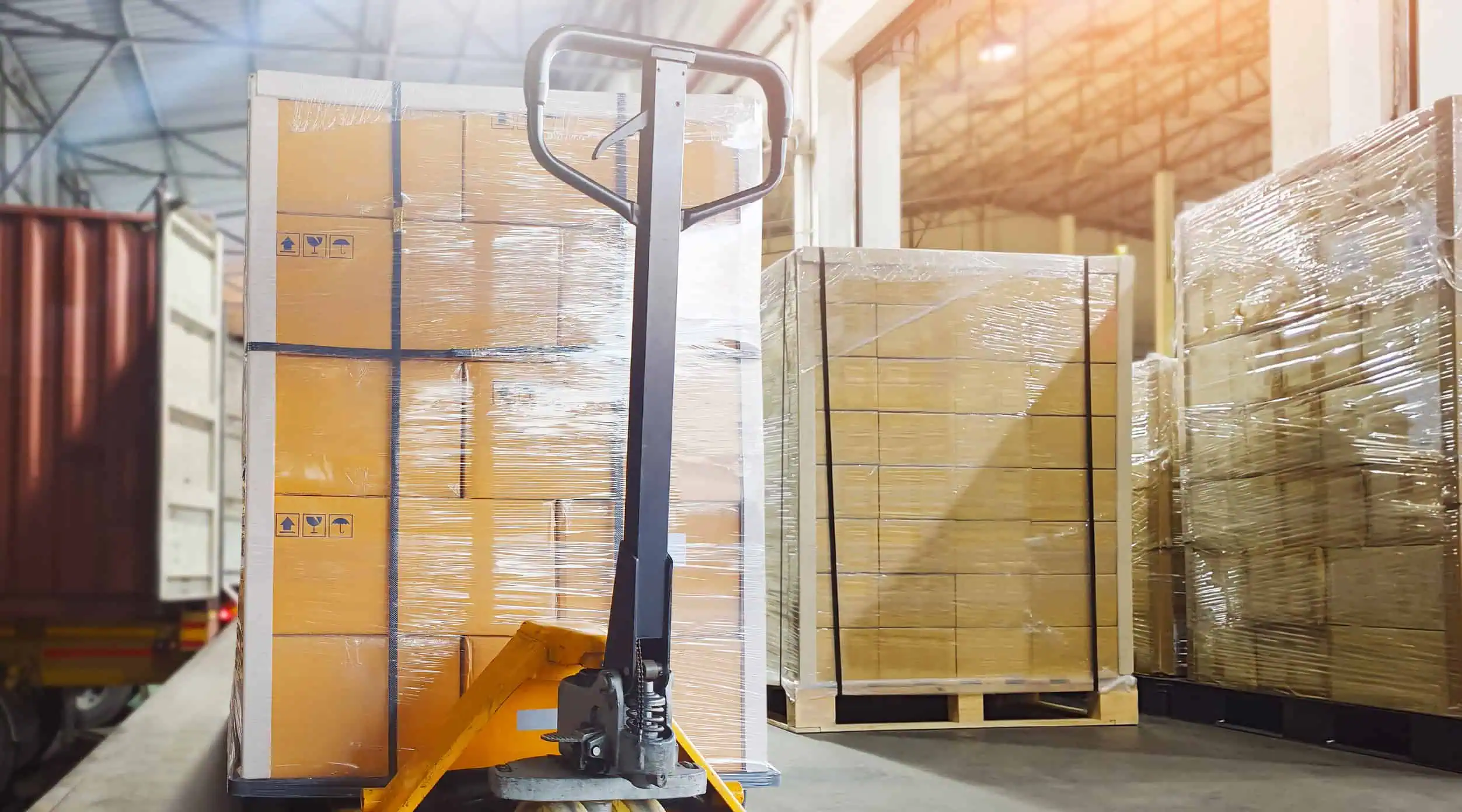 parcel boxes with a pallet jack