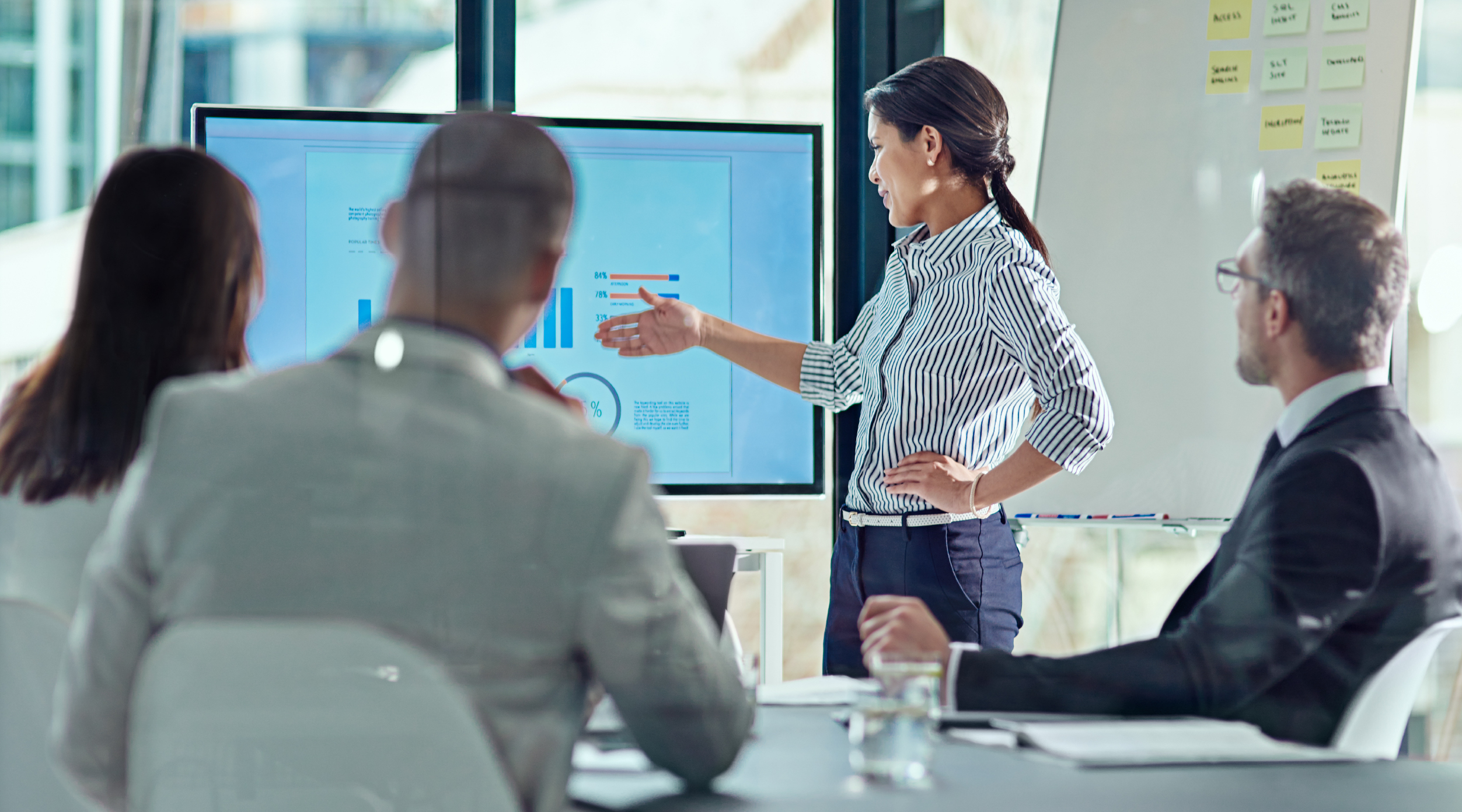 Executives reviewing finance metrics