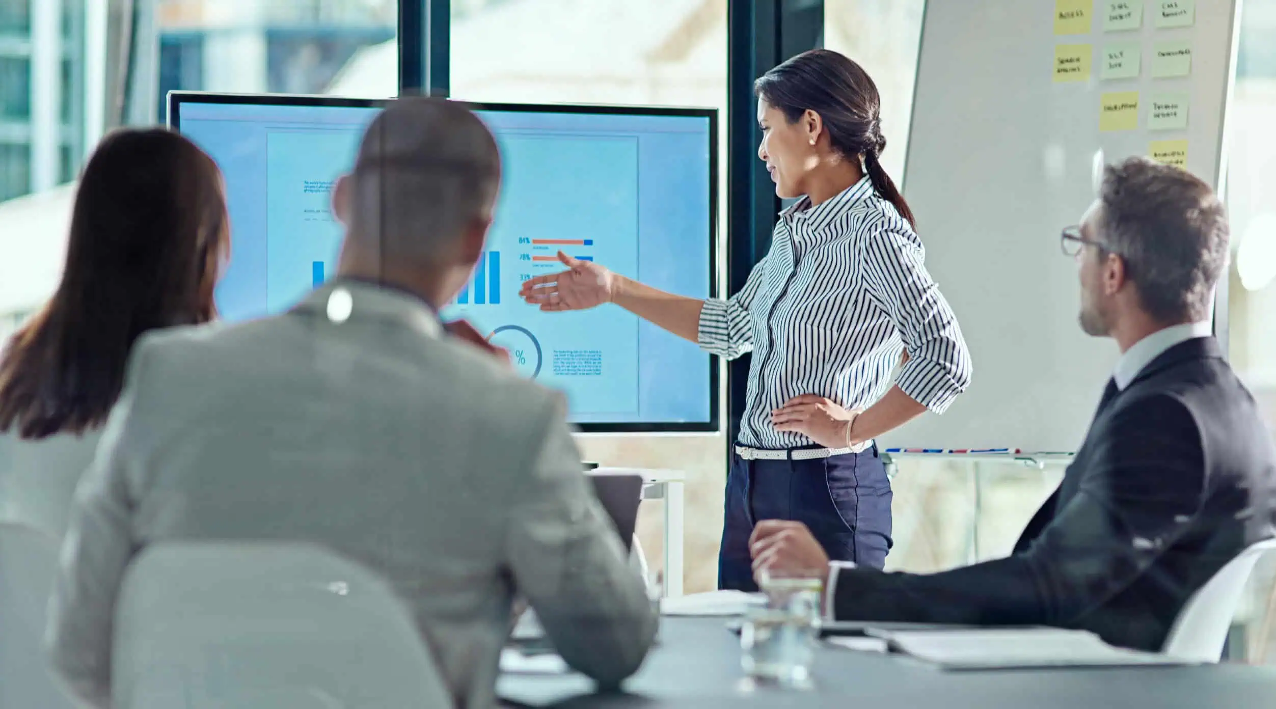 Executives reviewing finance metrics