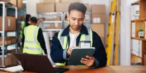 person checking packages